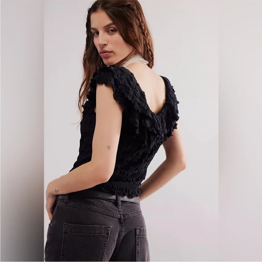 FREE PEOPLE WOMEN'S LOVE YOU MORE TEE M OB1999091 Black